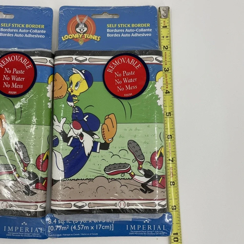 2pk Looney Tunes Baseball Self Stick Wall Border Sylvester Tweety Taz‎ TTFS2004B
